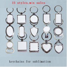 metal key ring for sublimation blank keychain for heat transfer blank consumable materials new 15 styles