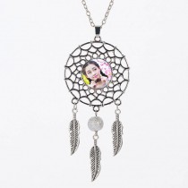 blank necklaces pendants for sublimation fashion dream catcher Feather necklace pendant for women private custom diy gifts