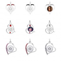 dye sublimation necklace pendant for women heart shape button necklaces pendants hot transfer printing blank jewelry accessory