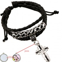 bracelet for sublimation cowhide knitted diy retro vintage charm bracelets jewelry blank custom consumables material 