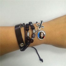 bracelet for sublimation cowhide knitted diy cross charm bracelets jewelry blank custom consumables material 