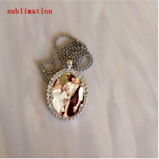 fashion blank necklace pendant for sublimation Ellipse blank necklaces pendants for heat Transfer 30*40MM