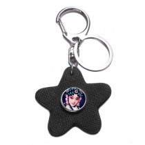 	button keychains for dye sublimation fashion five stars leather key chain for women heat transfer blank consumables 8styles