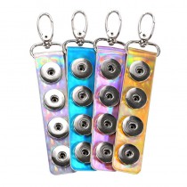 button keychains for dye sublimation Laser reflector leather key chain jewelry for women heat transfer blank consumables 4styles