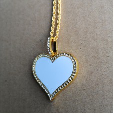 sublimation big heart  high quality zircon necklace pendant