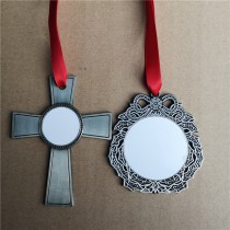 sublimation metal cross christmas ornament