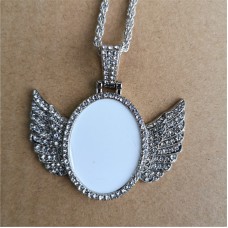 sublimation wings oval shape  high quality zircon necklace pendant