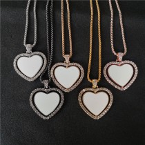 sublimation big heart necklace pendant printing size:29.3*32.5MM  two sided printing and can rotate