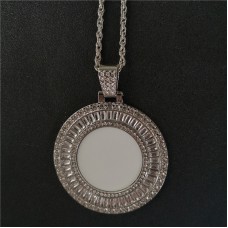 sublimation three row zircon high quality necklace pendant