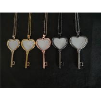 sublimation blank heart  necklace pendants with stainless steel chains