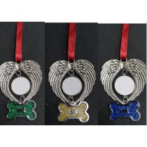 sublimation christmas memory  wings ornaments with dog bone