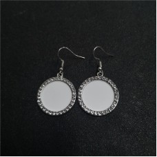 sublimation blank  round dangle earrings with zircon