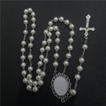 sublimation blank cross bead photo necklaces pendants-oval