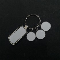 sublimation metal keychains  key ring with 3round charms