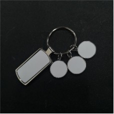 sublimation metal keychains  key ring with 3round charms