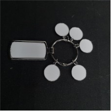 sublimation metal keychains  key ring with 5round charms