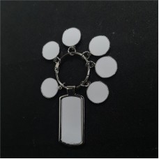 sublimation metal keychains  key ring with 6round charms