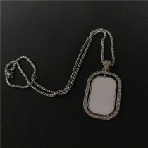 sublimation necklace pendant for women  necklaces pendants with zircon for hot transfer printing blank gifts two sided printing and can rotate