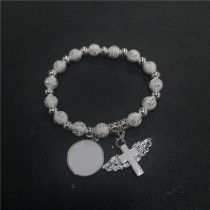 sublimation blank angel  cross bead bracelets with round  18mm hot style