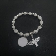 sublimation blank angel  cross bead bracelets with round  18mm hot style