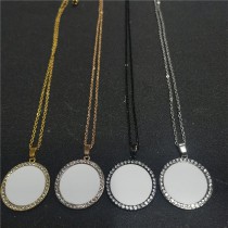 sublimation round zircon necklace pendant for women-25mm