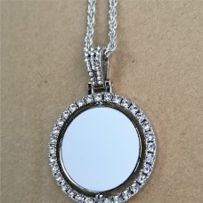 sublimation round heart  high quality zircon necklace pendant two sided printing can rorate