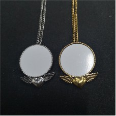 sublimation blank pins brooches with wings, also can make neklace