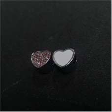 sublimation blank heart photo bead charms with pink zircon