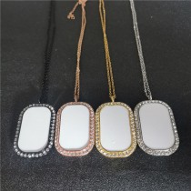 sublimation zircon necklace pendant  with Stainless Steel Chains