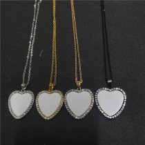 sublimation heart zircon necklace pendant for women