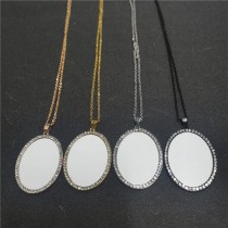 sublimation big oval  necklace pendant for 30*40MM with Stainless Steel Chains