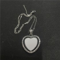 sublimation small heart necklace pendant with stainless steel  thin chains  two sided printing and can rotate