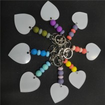 subliamtion Silicone bead keychains with white acrylic