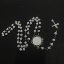 sublimation blank cross bead photo necklaces pendants-round