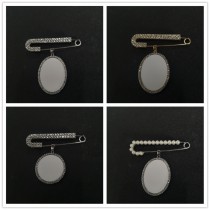 sublimation blank brooches with zircon pin bead pin