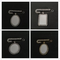 sublimation blank brooches with zircon pin