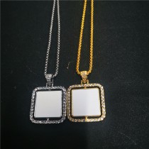 sublimation square necklace pendant printing size:25MM  two sided printing and can rotate