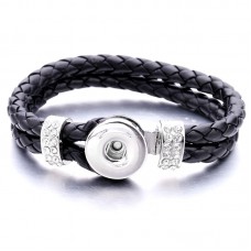 sublimation button rope bracelet leather bracelet  bbrs038zircon