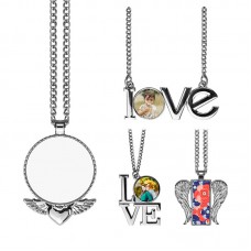 sublimation blank wings love necklaces pendants