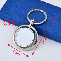 sublimation blank round  metal  keychains  two sided printing can rotate