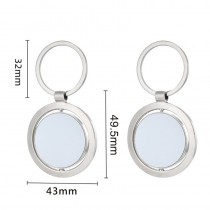 sublimation blank round  metal  keychains  two sided printing can rotate