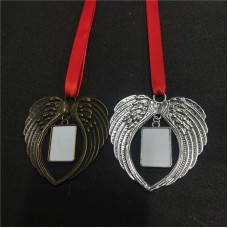 two sided printing-sublimation christmas angel wings ornaments with rectangle